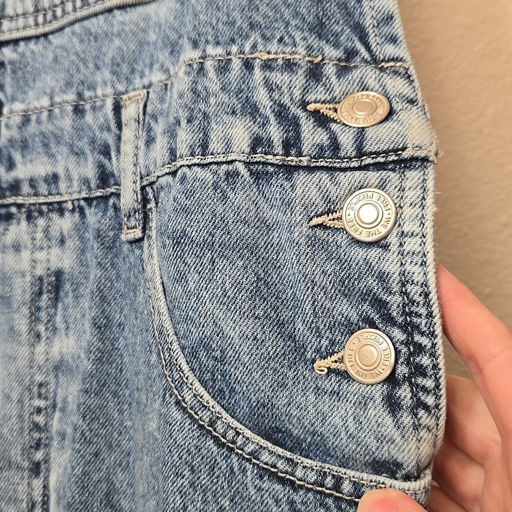 Free People Light Blue Denim Overalls Straight Leg - Picture 4 of 11